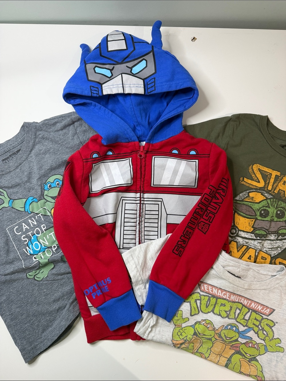 Size 4 character lot Optimus Prime Red & Blue Kids Hoodie ninja turtles star war